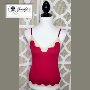 Banana Republic Womens' Hot Pink Lace Trim Stretchy Camisole Size M